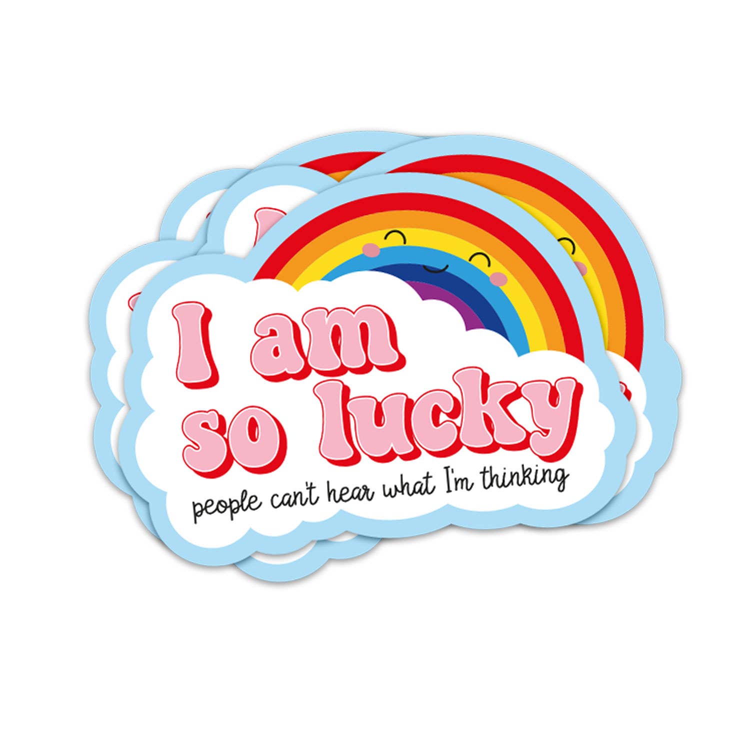 Kawaii Klistermärke "I am so lucky" - Trendig Dekal för Laptop & Flaskor