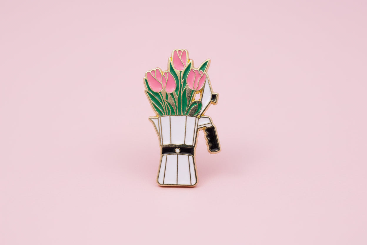 Pin - Blommor i kaffekokare