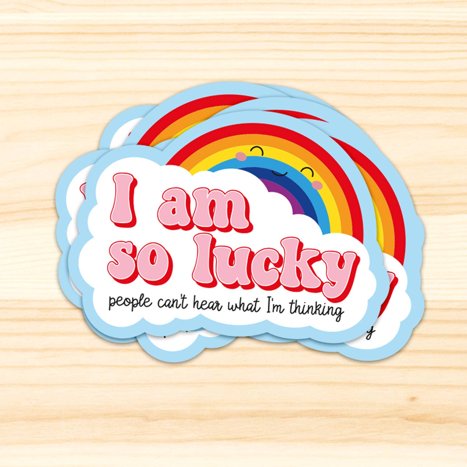 Kawaii Klistermärke "I am so lucky" - Trendig Dekal för Laptop & Flaskor