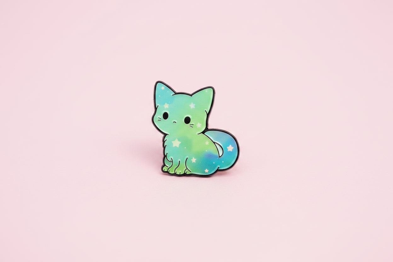 Pin - Drömmig katt (grön)