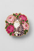 Pin - Katt med blommor (grå)