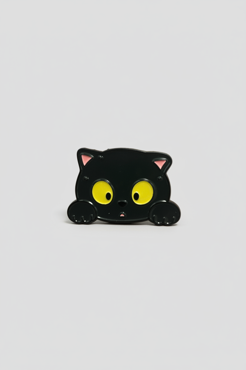 Pin - Svart nyfiken katt