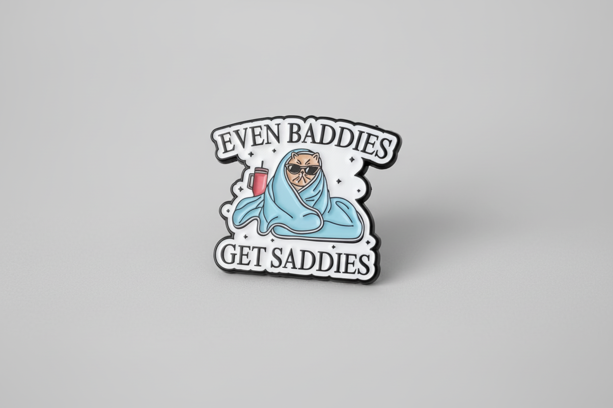 Pin - ”Even baddies get saddies” (katt)