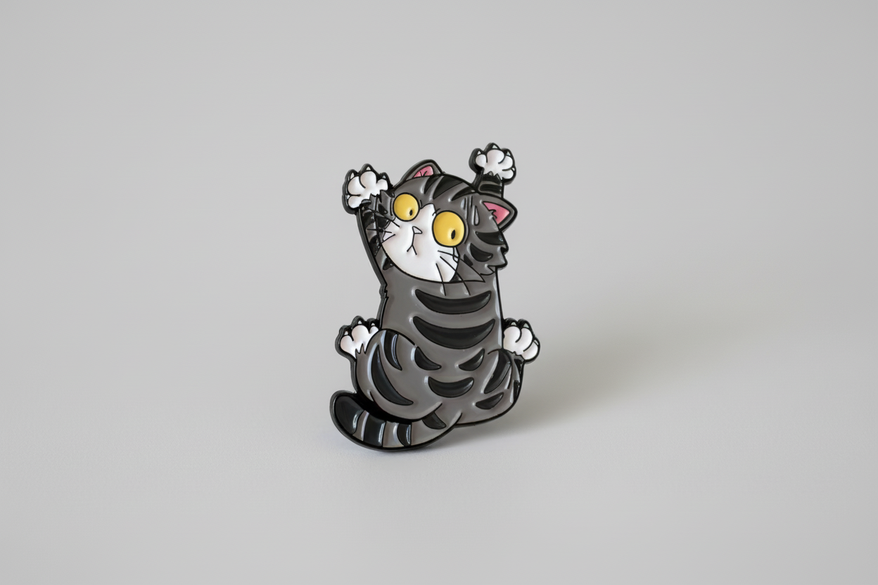 Pin - Grå katt (hängande)