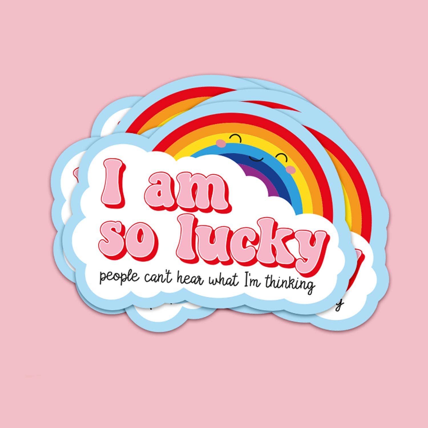 Kawaii Klistermärke "I am so lucky" - Trendig Dekal för Laptop & Flaskor